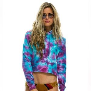 Aviator Nation $186 cropped hand dyed hoodie size xs great condition!